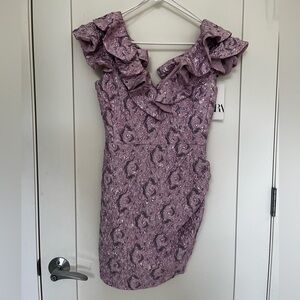 Zara purple ruffle mini dress